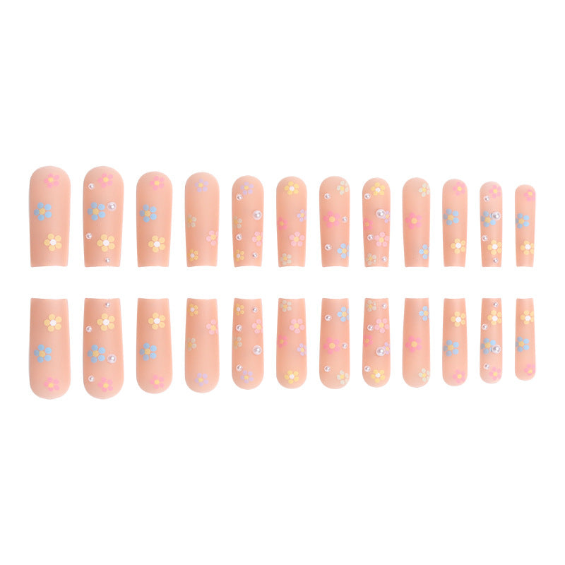 Floral Embellished Long Press-On Nails Stornfield