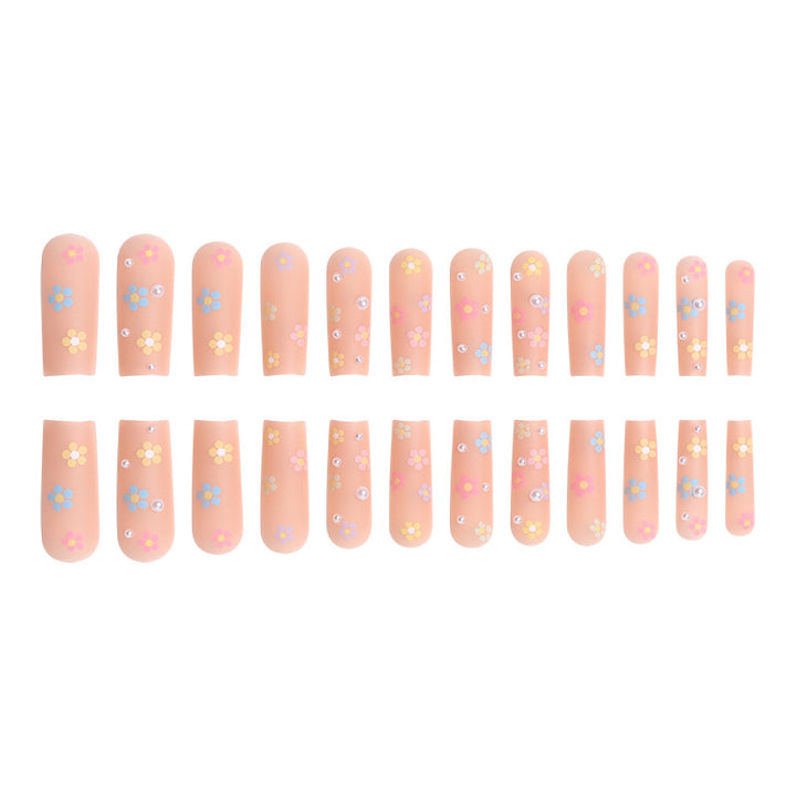 Floral Embellished Long Press-On Nails Stornfield