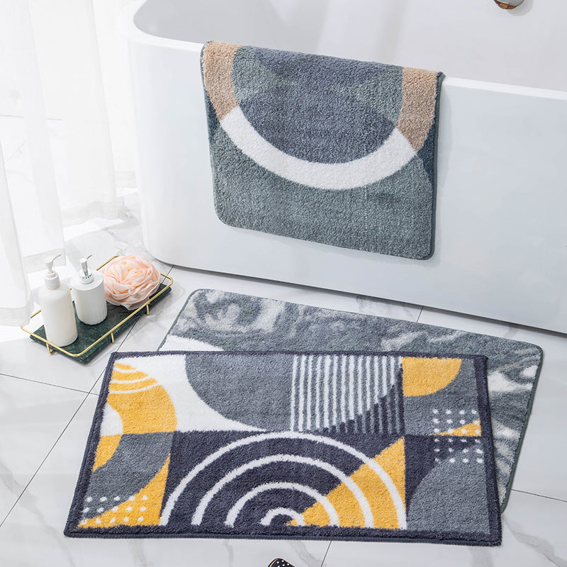 Lemon-Printed Plush Bath Mat