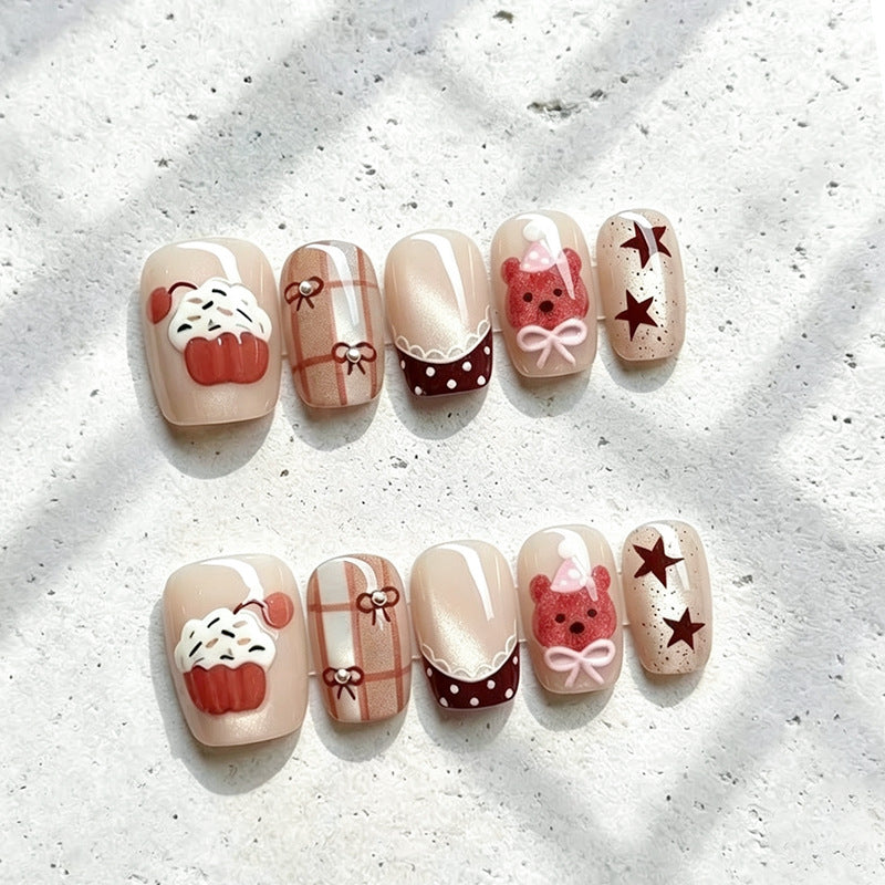 Whimsical Cupcake-Themed Press-On Nail Art Set Stornfield
