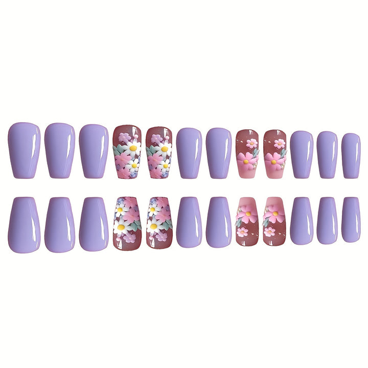 Flower-Decorated Press-On Nail Art Stornfield