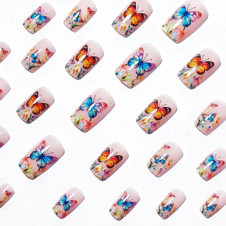 Creative Art Nails with Colorful Butterfly Design Stornfield