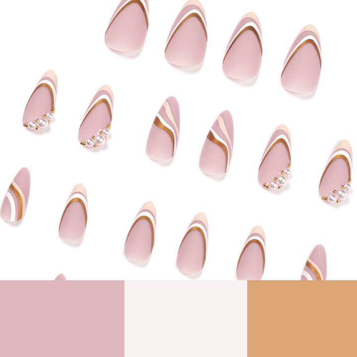 Artistic stiletto nails with elegant wave design Stornfield