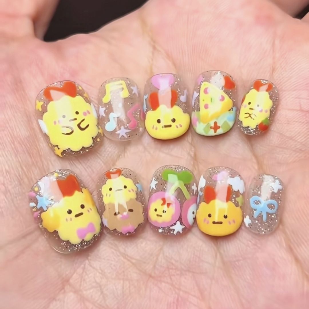 Cute Character Press-On Nail Art Set Stornfield