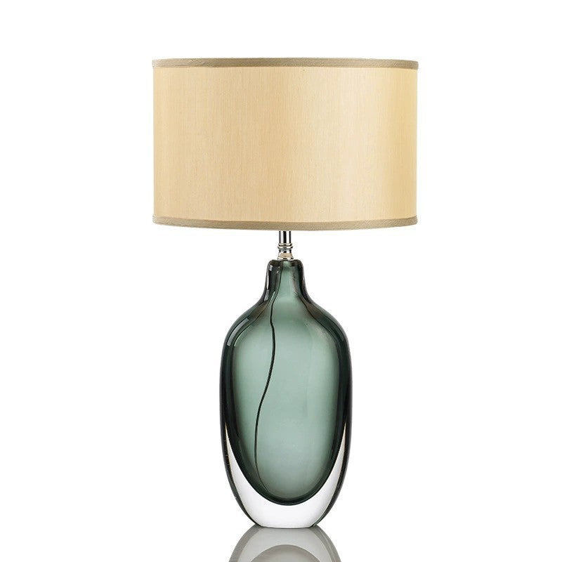 Elegant Glass Table Lamp with Natural Fabric Shade