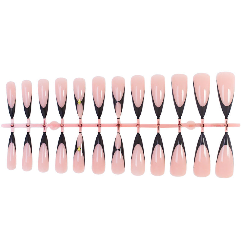 Artificial nail set with elegant lace design and glitter details Stornfield