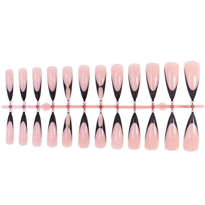 Artificial nail set with elegant lace design and glitter details Stornfield