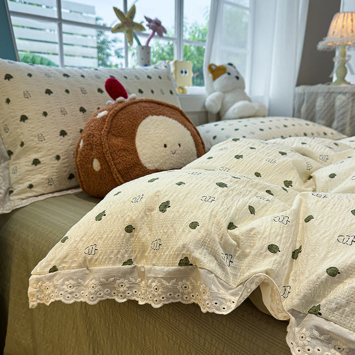 Floral Embroidered Quilted Bedspread