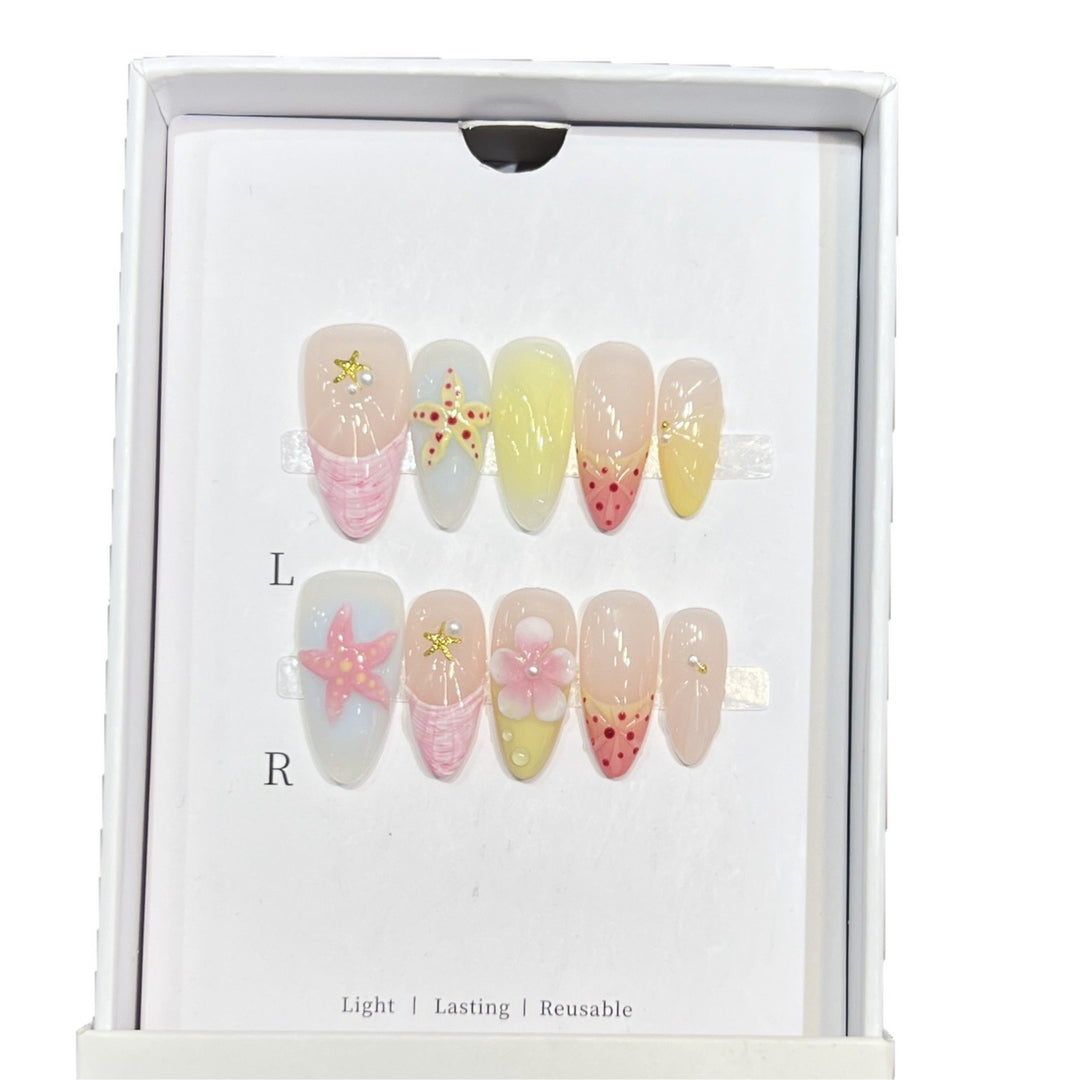 Summer-Inspired Press-On Nail Art Set Stornfield