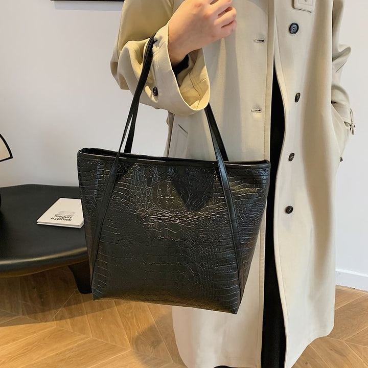 Crocodile-Embossed Leather Tote Bag Stornfield