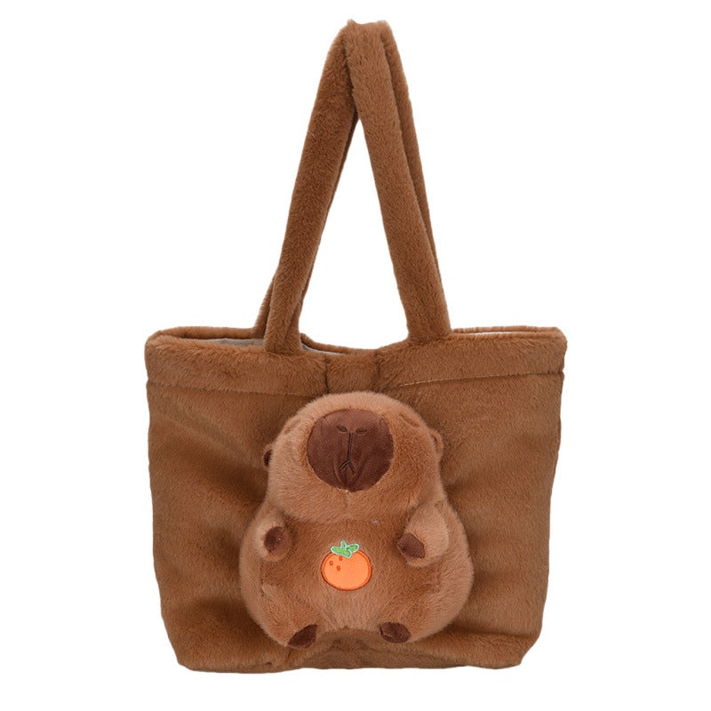 Plush Tote Bag with Large Interior Compartment and Cute Animal Design Stornfield