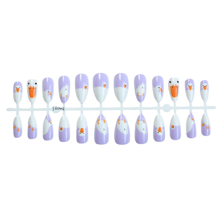 Artistic Cartoon-Themed Press-On Nail Art Set Stornfield