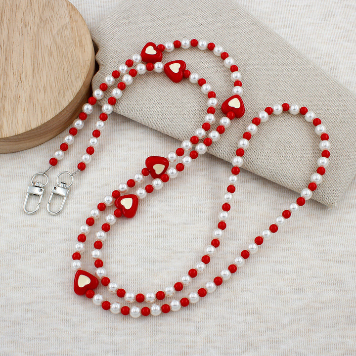Heart-Embellished Beaded Eyewear Chain Stornfield