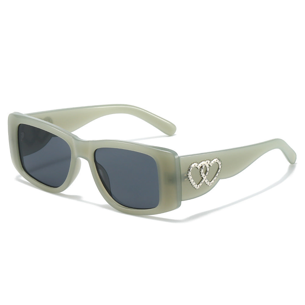 Heart-Embellished Square Frame Sunglasses Stornfield
