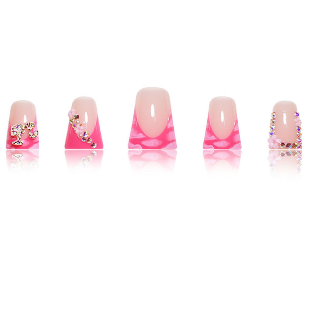 Artistic Press-On Nail Extensions with Rhinestone Accents Stornfield