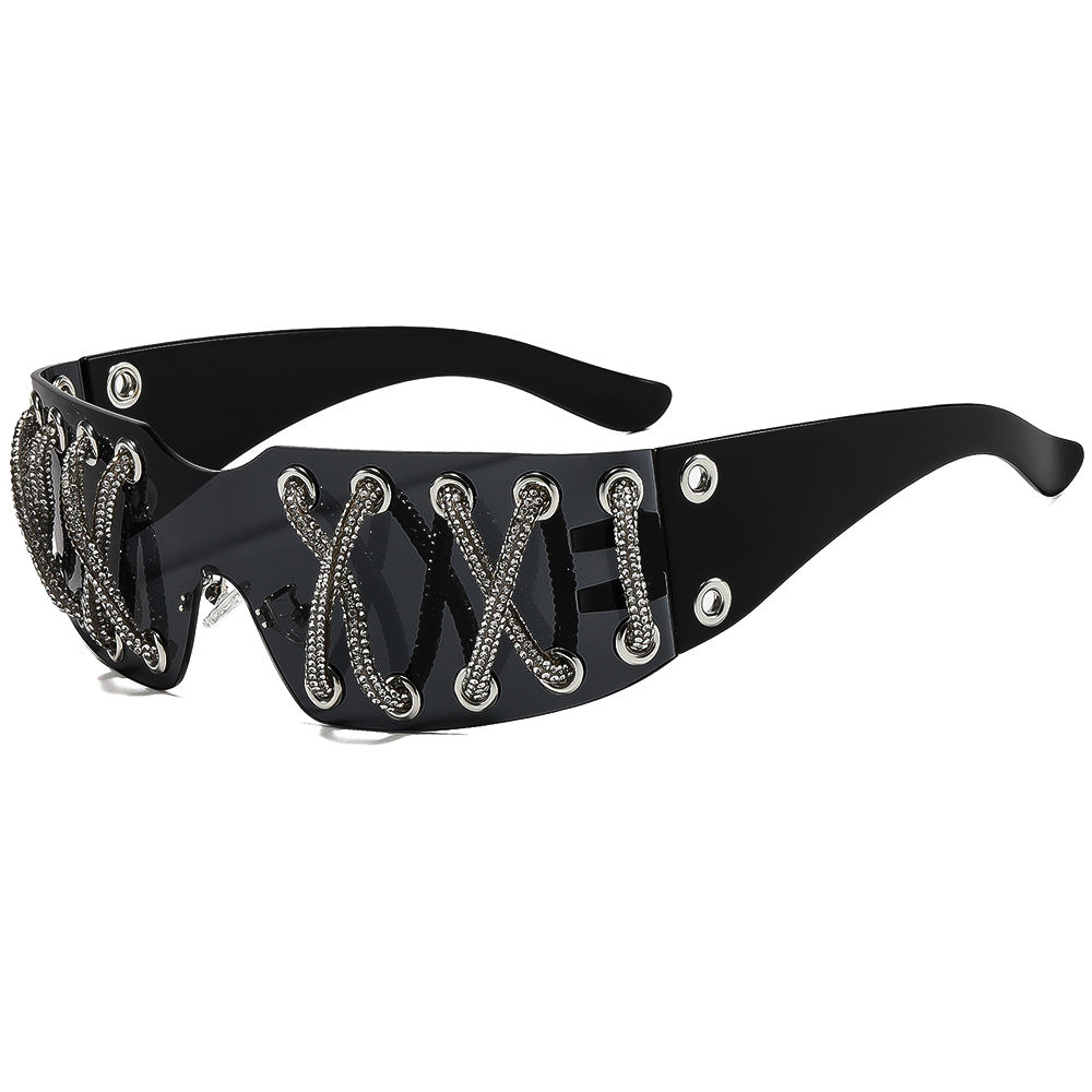 Women futuristic design sunglasses with unique decor Stornfield