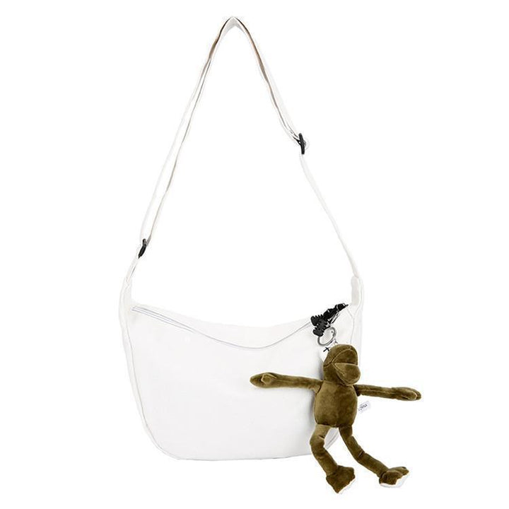 Playful Plush Monkey Charm Crossbody Bag