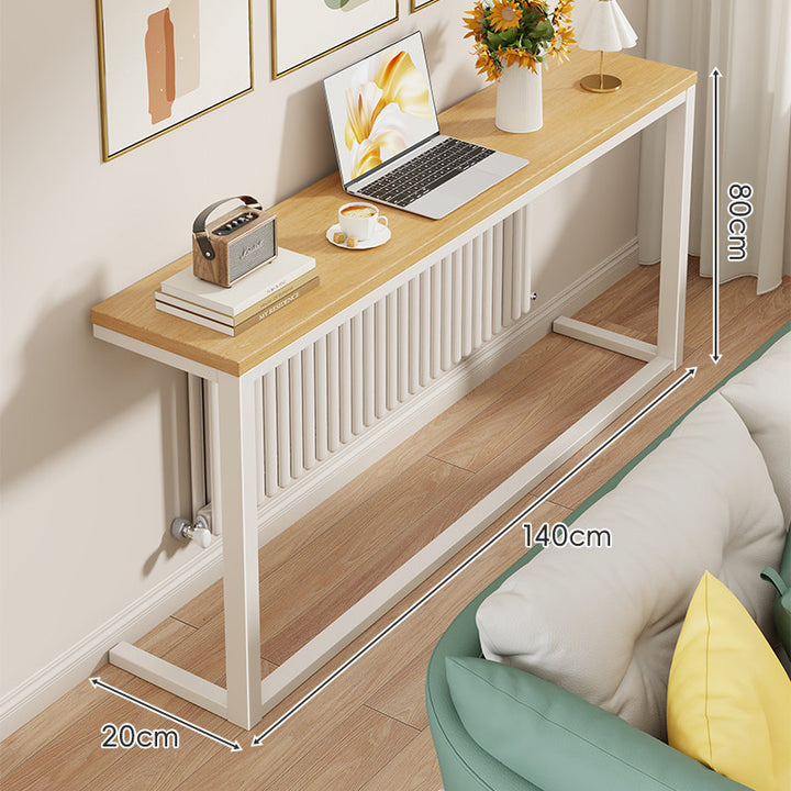 Slim Wooden-Top Metal Console Table for Sofa Back and Hallway