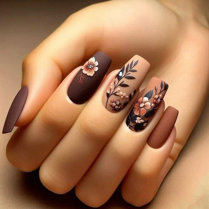 Elegant Floral Matte Press-On Nails Stornfield