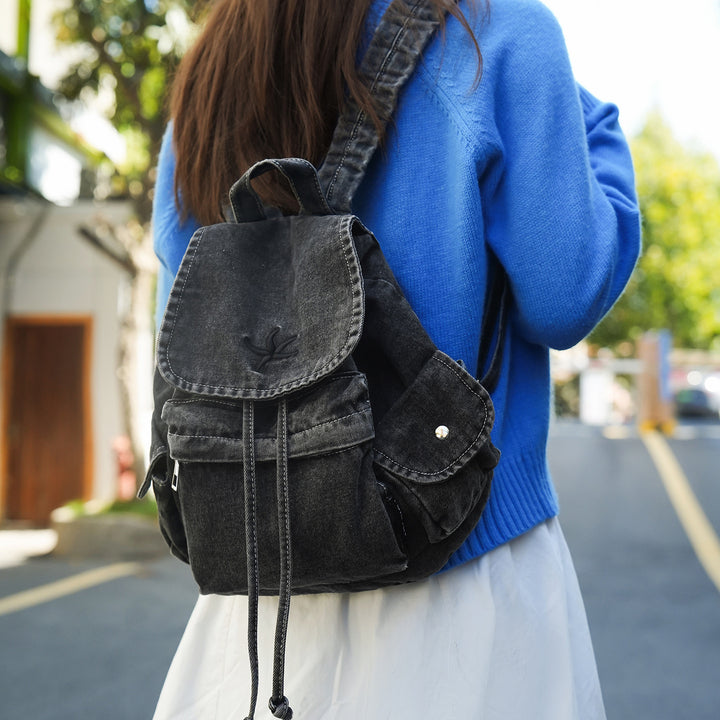 Stylish Denim Drawstring Backpack Stornfield