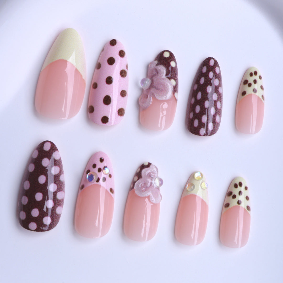 Elegant artificial nails with floral and geometric accents Stornfield
