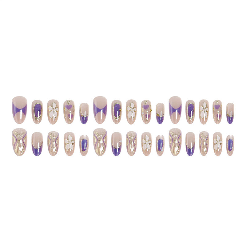 Elegant artificial nails with floral design and color accents Stornfield