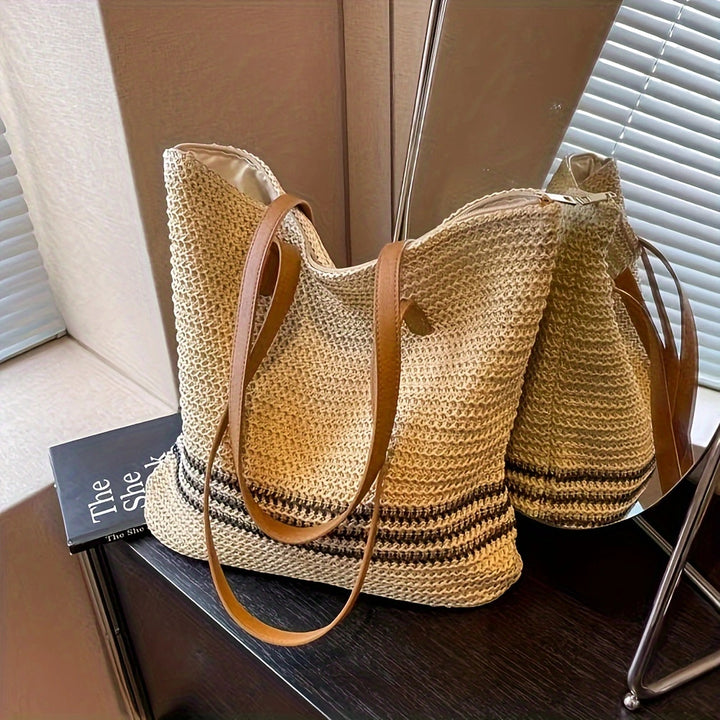 Spacious beach bag with durable synthetic leather handle Stornfield