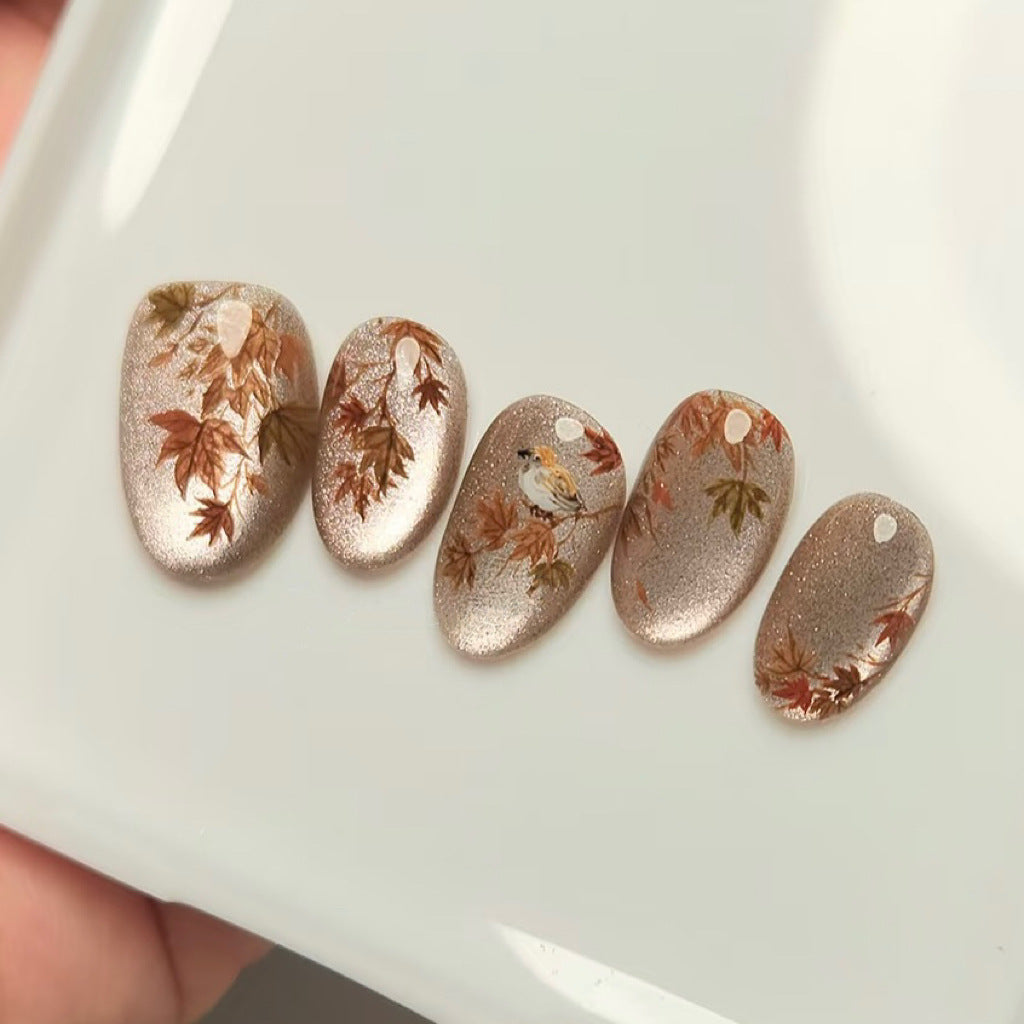 Autumn-Inspired Decorative Press-On Nail Set