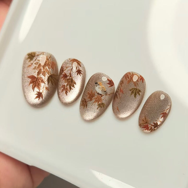 Autumn-Inspired Decorative Press-On Nail Set