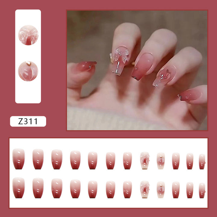 Trendy Artificial Nails with Flower and Glitter Elements Stornfield