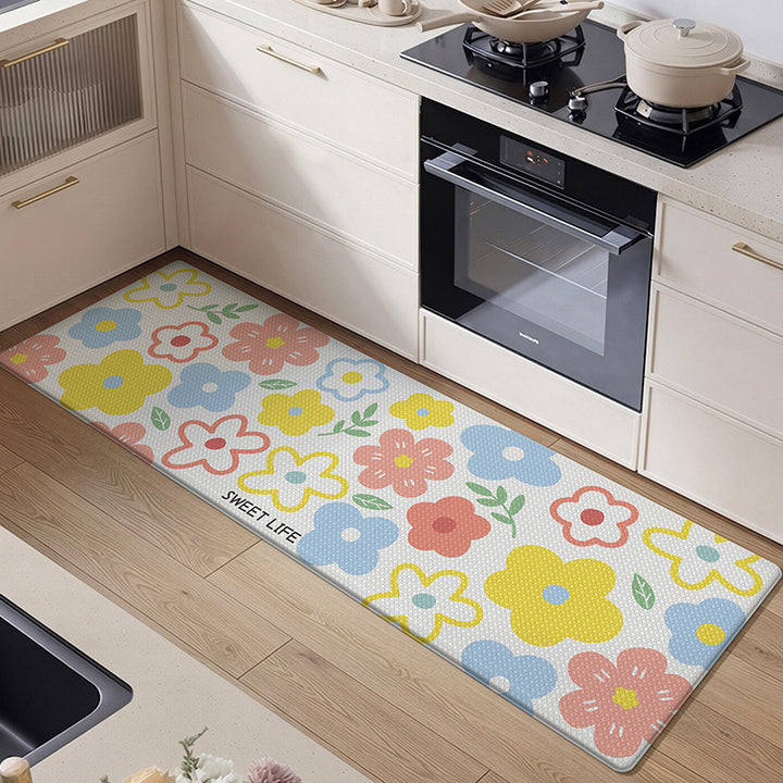 Floral Pattern Kitchen Comfort Mat