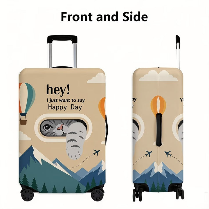Unisex stretchable suitcase cover with three-dimensional cat window design, scratch-resistant stretch polyester and zipper Stornfield