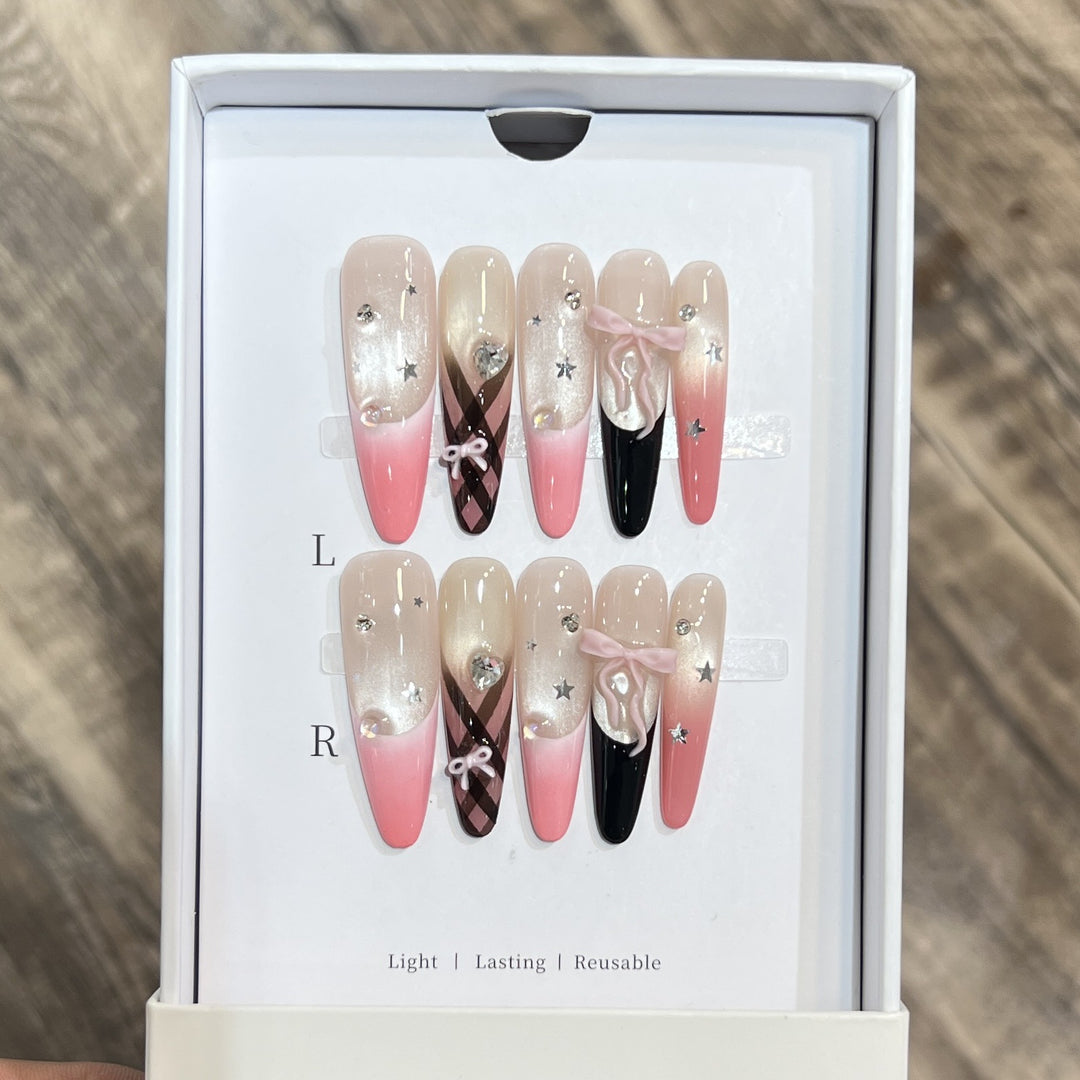Premium Decorative Stiletto Press-On Nail Set Stornfield