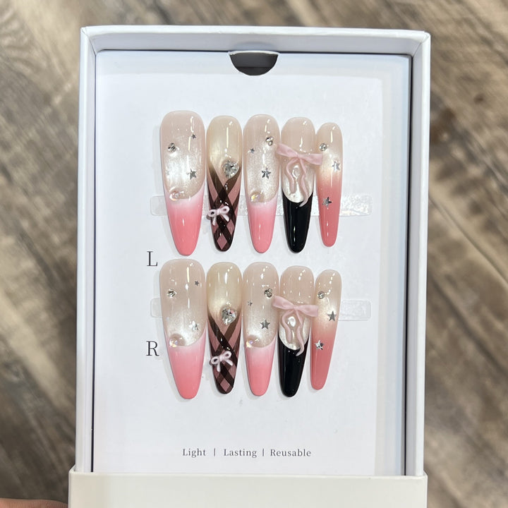 Premium Decorative Stiletto Press-On Nail Set Stornfield