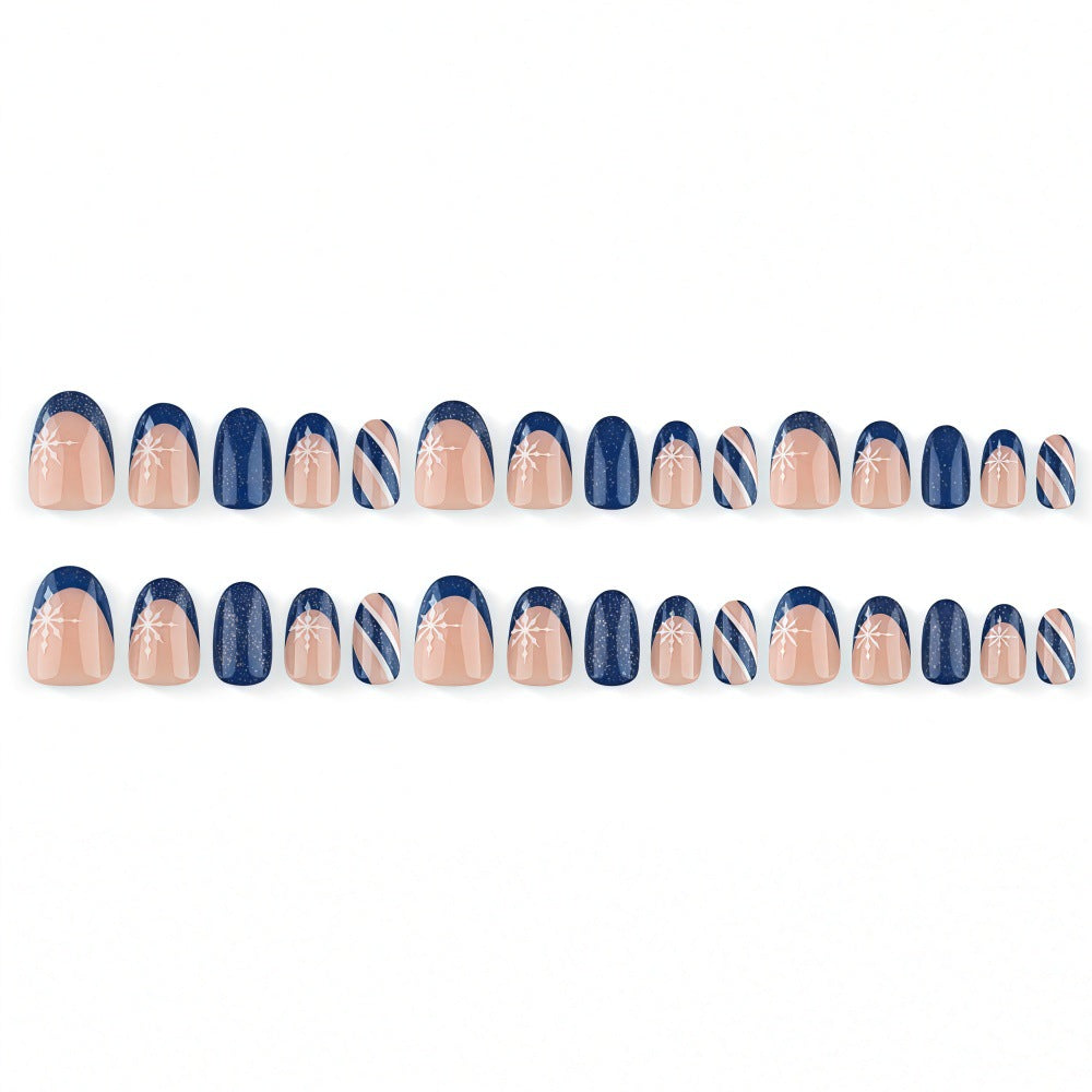 Artificial nails with sparkling blue and floral design Stornfield