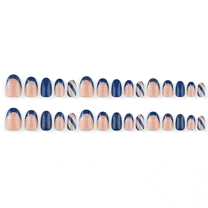 Artificial nails with sparkling blue and floral design Stornfield