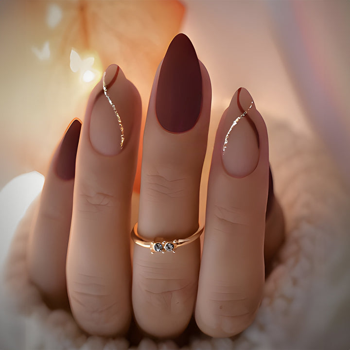 Elegant artificial nail set with matte finish and glamorous accents Stornfield