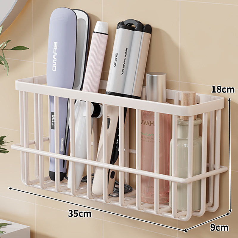 Wall-Mounted Hair Tool Organizer Basket for Flat Irons and Curling Wands