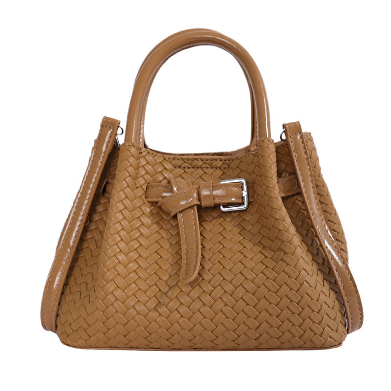 Woven Leather Handheld Tote