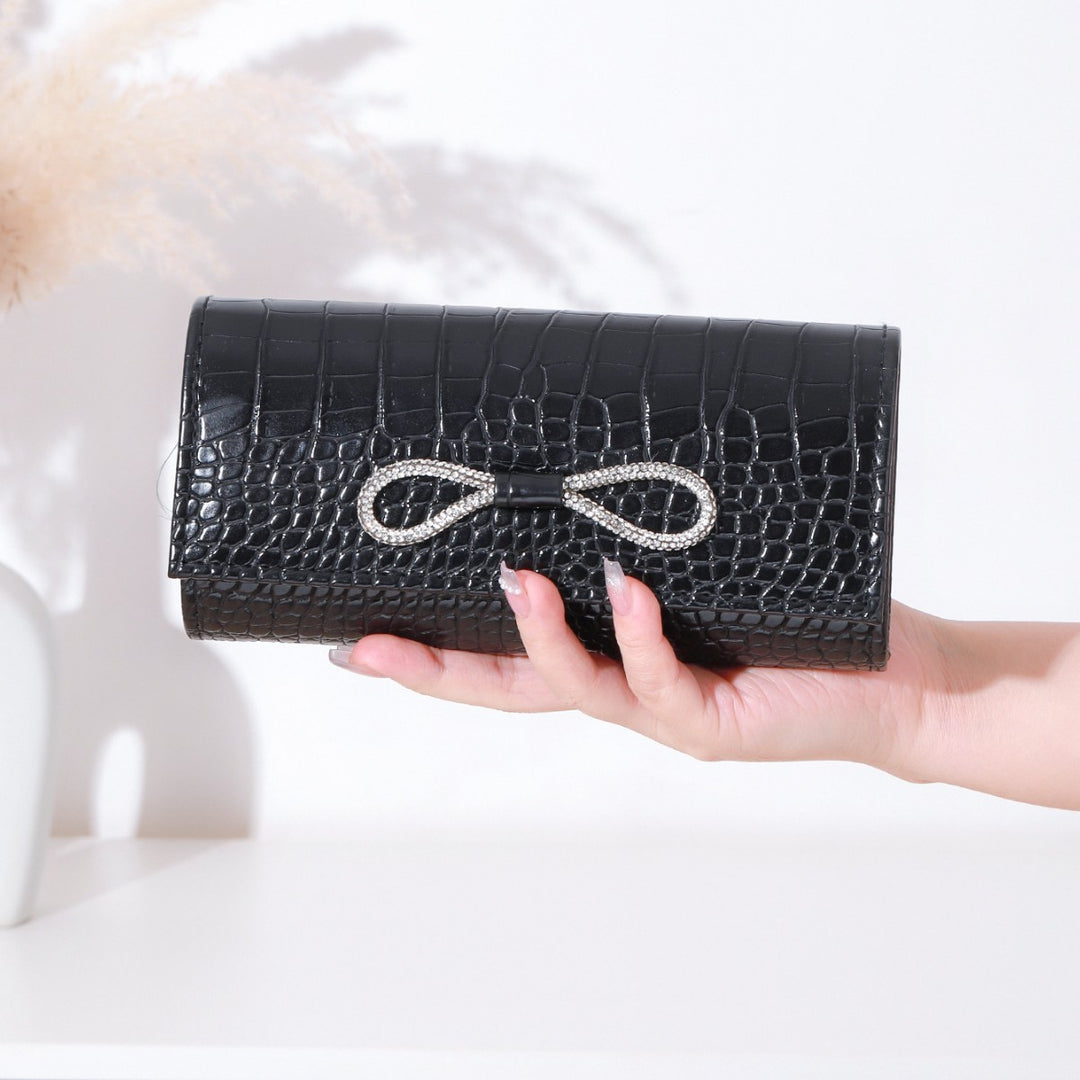 Crocodile-Embossed Evening Clutch
