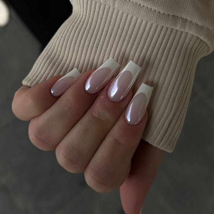 Elegant Nail Extensions with High Gloss Finish and Precise French Tip Stornfield