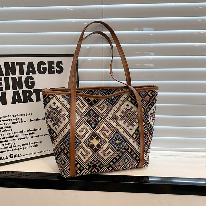 Artistic Woven Tote Handbag