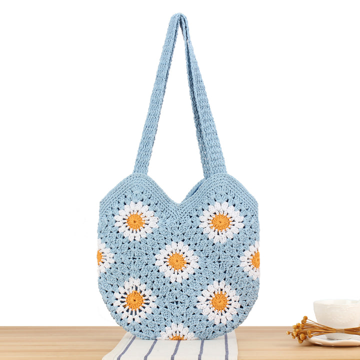 Crochet shoulder bag with floral designs Stornfield