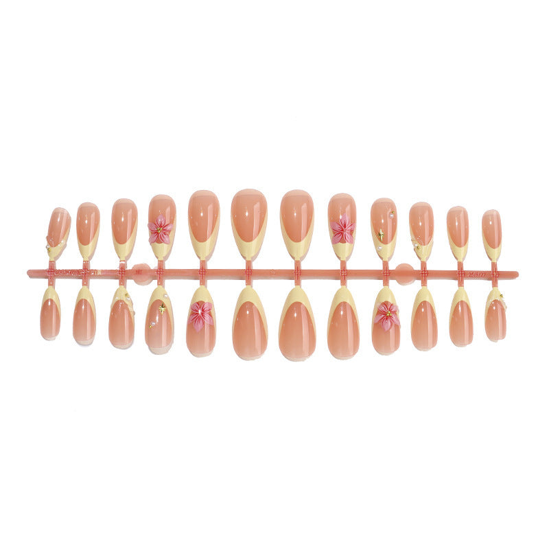 Artificial nail set with elegant flower decorations and fresh design Stornfield