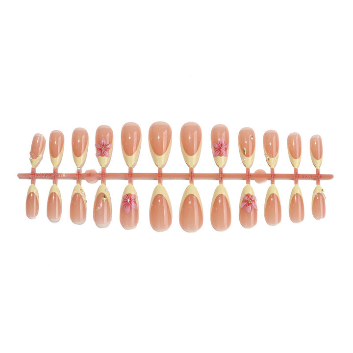 Artificial nail set with elegant flower decorations and fresh design Stornfield