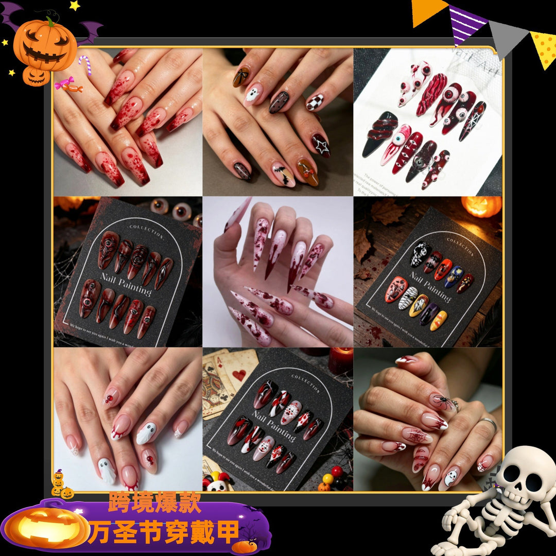 Halloween-Themed Press-On Nail Art Set Stornfield