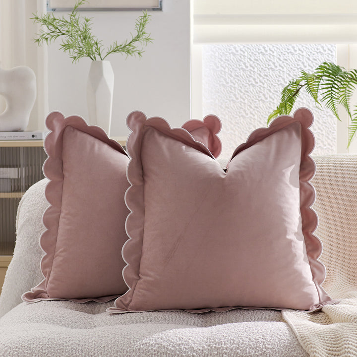 Plush Scalloped Velvet Throw Pillow Cover
