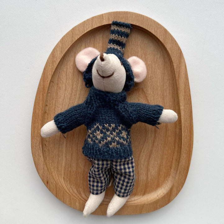 Handcrafted Cotton Plush Mouse Doll with Crochet Dress