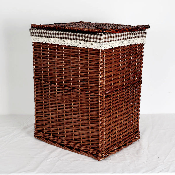 Women's laundry basket with decorative fabric cover and practical lid Stornfield