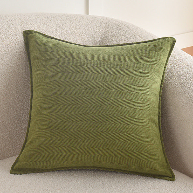 Square decorative cover with fine herringbone pattern and piping edge Stornfield